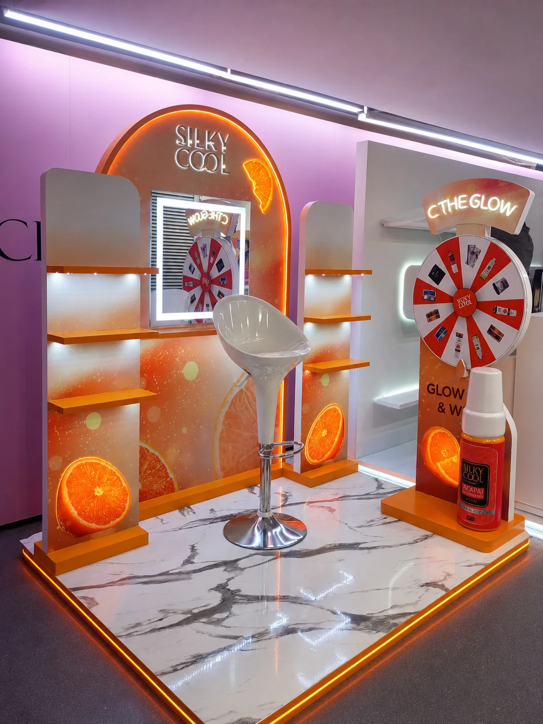 Orange illuminated experiential activation