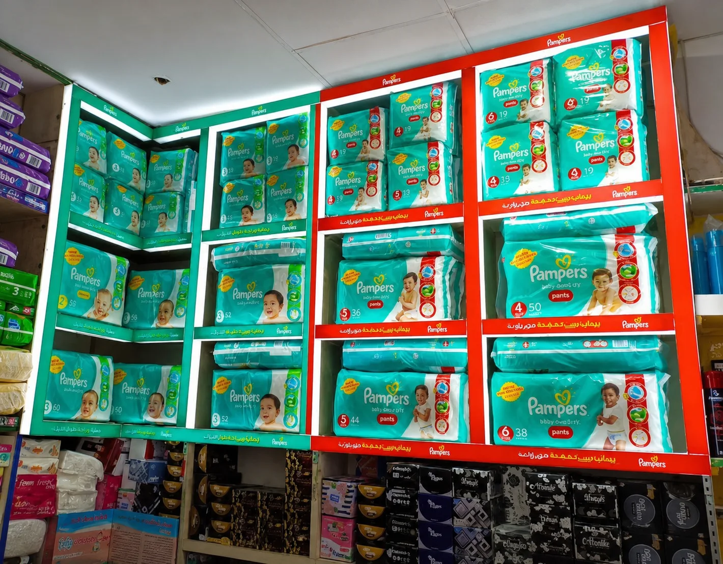 Pampers illuminated retail product frame