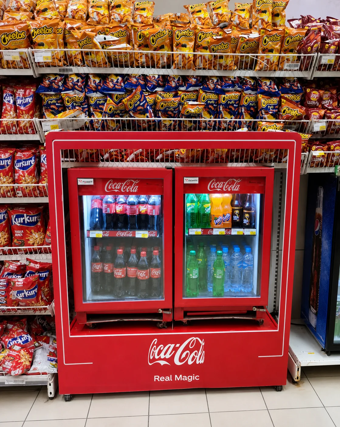 Red Coca-Cola branded retail chiller